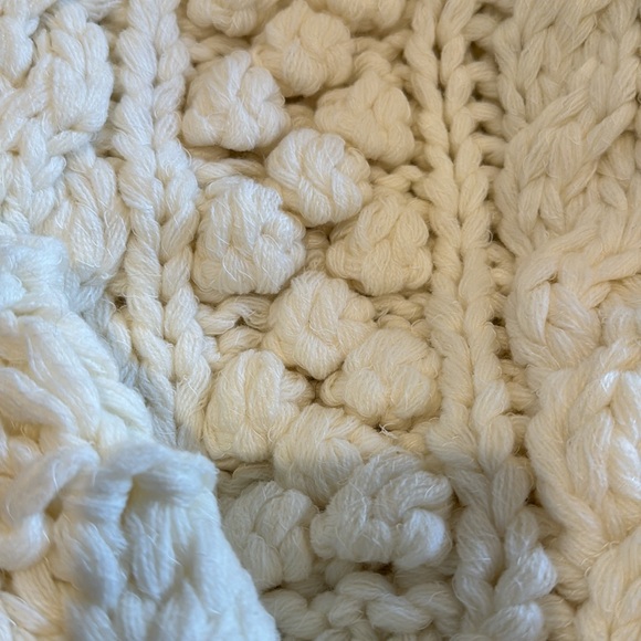 309. LAST 1! CHUNKY POMPOM Cream Open Cardigan Bubble Thick heavyweight sweater - Picture 5 of 8